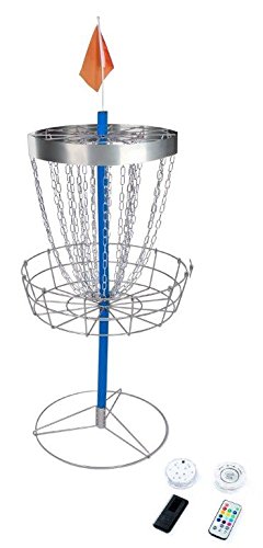 Portable Metal Disc Frisbee Golf Goal with Set of 2 Remote Controlled LED Lights- By Trademark Innovations