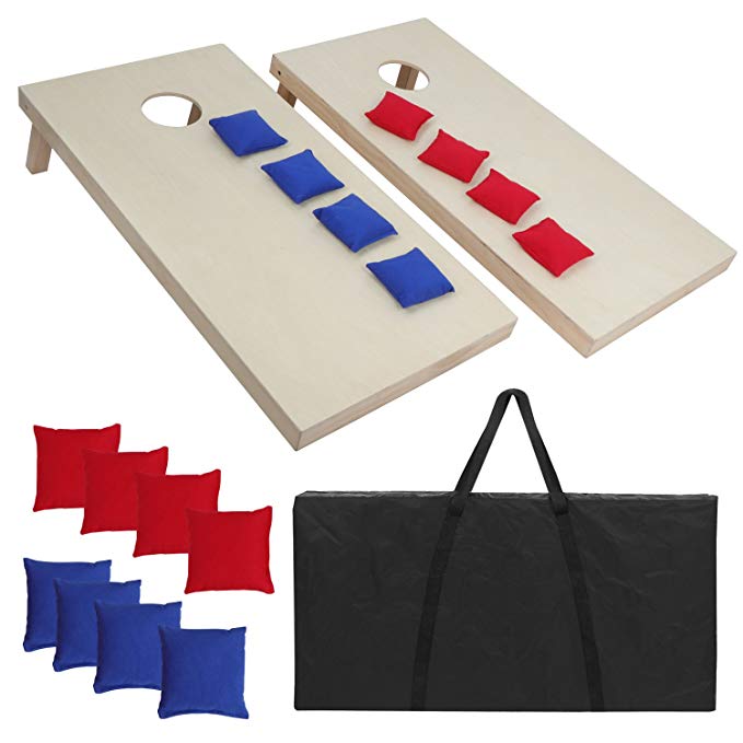 Nova Microdermabrasion 3ft X 2 ft / 4ft X 2ft Cornhole Bean Bag Toss Game Set Aluminum/Solid Wood/PVC Portable Design W/Carrying Case for Tailgate Party Backyard BBQ