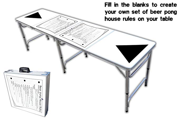 8-Foot Professional Beer Pong Table w/OPTIONAL Cup Holes - House Rules Graphic