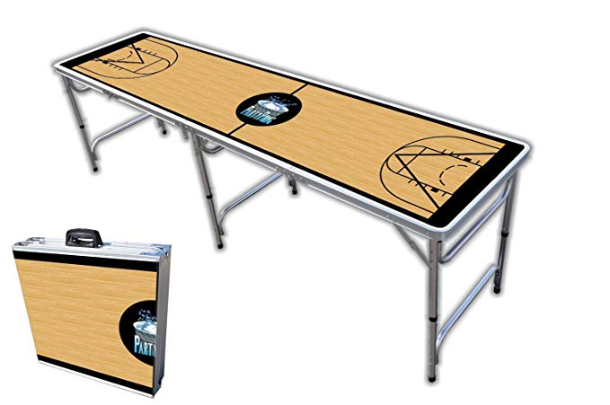 8-Foot Professional Beer Pong Table w/OPTIONAL Cup Holes - Basketball Court Graphic