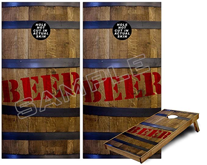 Cornhole Bag Toss Game Board Vinyl Wrap Skin Kit - Beer Barrel 01 (fits 24x48 game boards - Gameboards NOT INCLUDED)