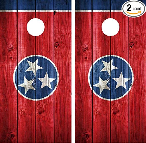 Miller Graphics Tennessee Flag Distressed Wood Laminated Cornhole Board Decal Wrap Wraps