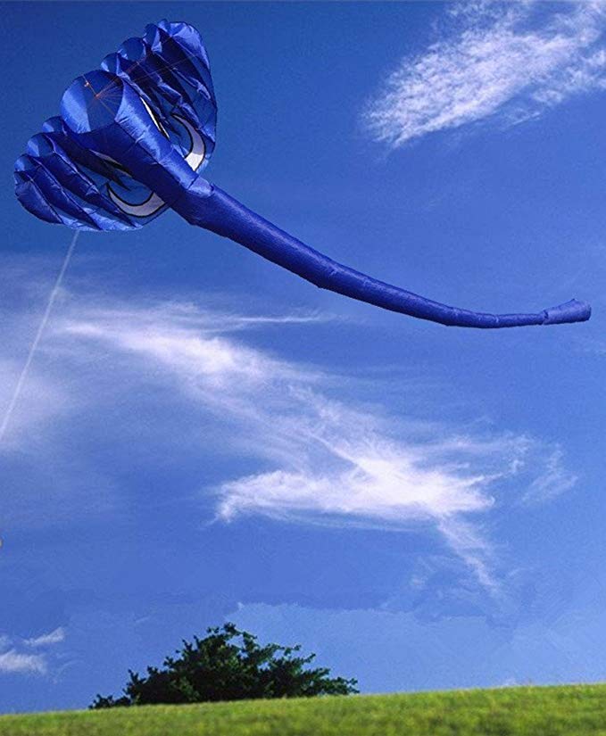 Racheljp Large Easy Flyer Kite Blue Elephant Speed Kite 3D Frameless Soft Parafoil 700M Flying Line for Outdoor Sports(Flying Tool Included)