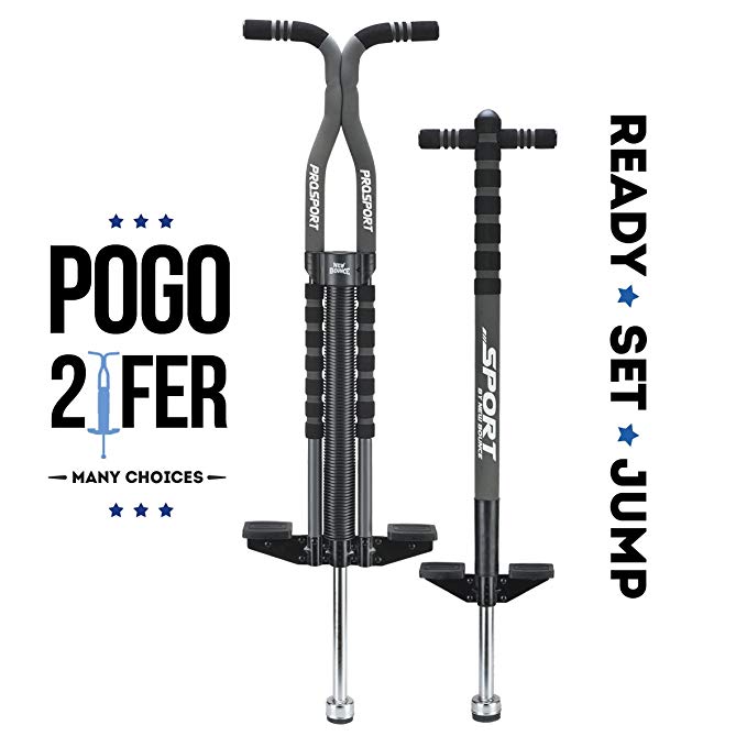 New Bounce Soft, Easy Grip Sport Pogo Stick- 2 Pack Combo Set (One of Two is Pro)