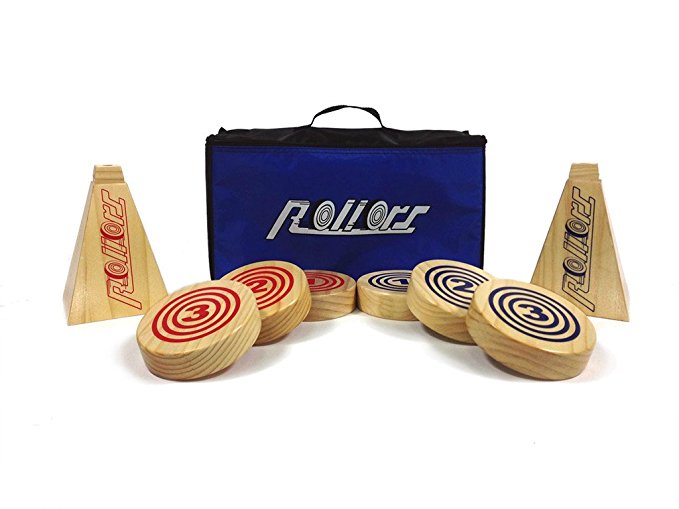 Rollors Backyard Game for Kids, Groups of All Ages & Families - The #1 Lawn Game for Summertime Fun, Tailgating, Camping, Outdoor Parties, BBQs, Picnics, Beach Days & more! – All-In-One Wooden Yard Activity Game Combining Horseshoes, Bocce Ball & Bowling