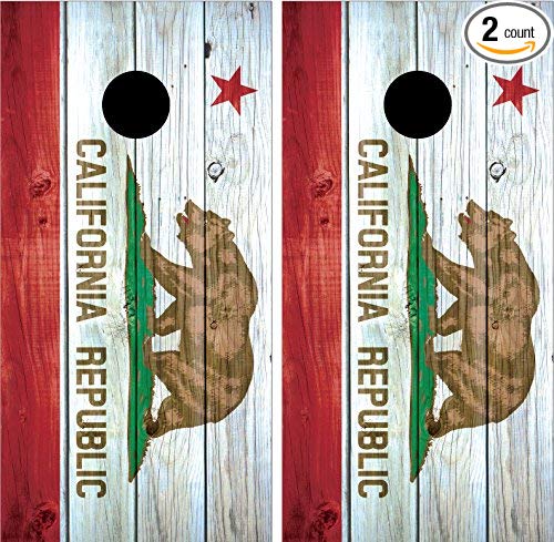 Miller Graphics California State Flag Distressed Wood Laminated Cornhole Board Decal Wrap Wraps