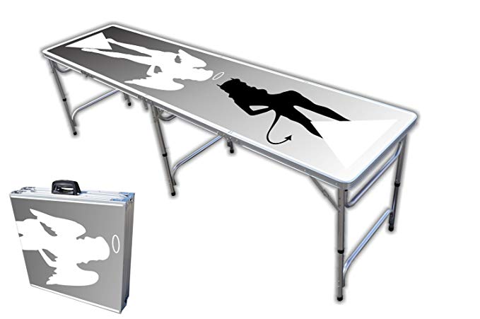 8-Foot Professional Beer Pong Table w/OPTIONAL Cup Holes - Good n Bad Graphic