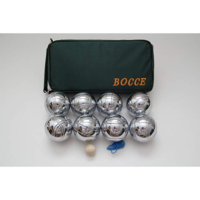 8 Ball 73mm Metal Bocce/Petanque Set with green bag - single by BuyBocceBalls