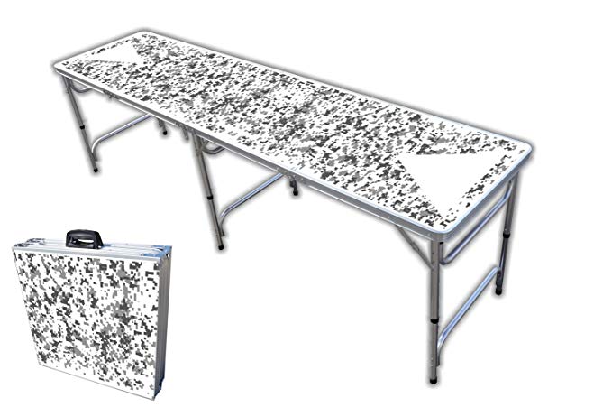 8-Foot Professional Beer Pong Table w/OPTIONAL Cup Holes - White Camo Graphic