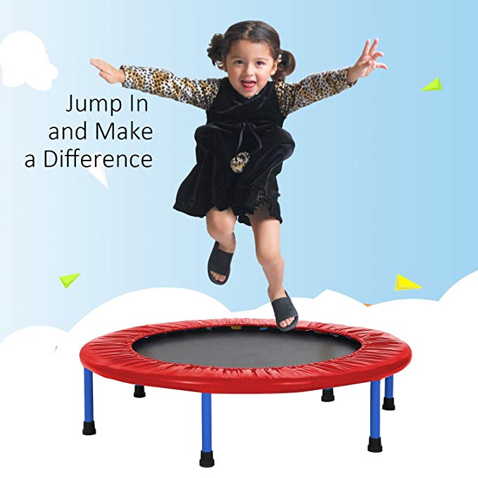 Ziema Foldable Mini Trampoline with Handle Bar for Kids(US Stock)