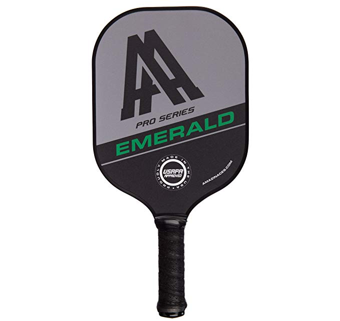 Amazin' Aces EMERALD' Pickleball Paddle (Pro Series) | Advanced Polymer Core With Polycarbonate Face & Premium Gamma Grip | Made In The USA | USAPA Approved