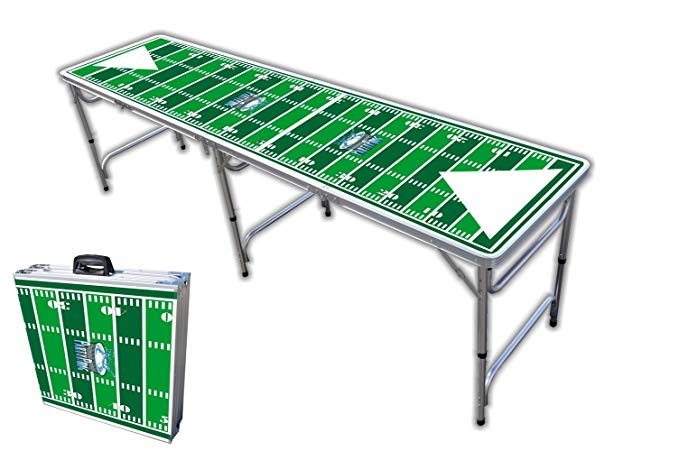 8-Foot Professional Beer Pong Table w/OPTIONAL Cup Holes - Football Field Graphic