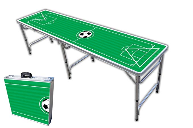 8-Foot Professional Beer Pong Table w/OPTIONAL Cup Holes - Soccer Graphic