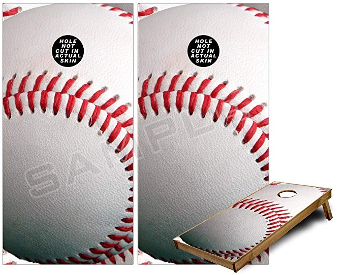 Cornhole Bag Toss Game Board Vinyl Wrap Skin Kit - Baseball (fits 24x48 game boards - Gameboards NOT INCLUDED)