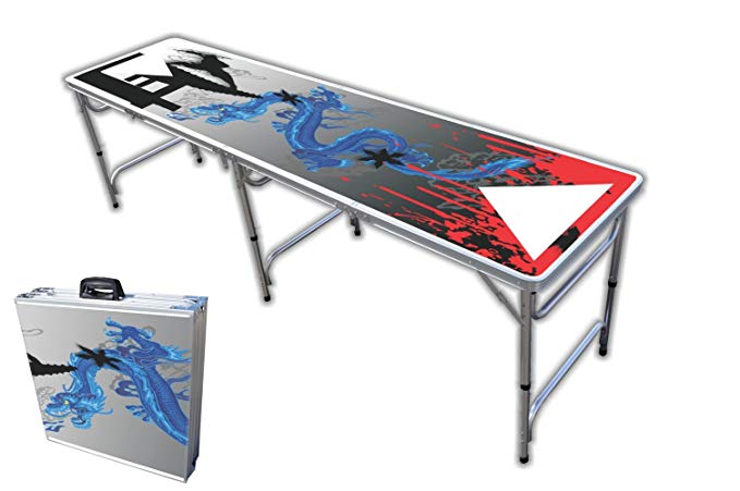 8-Foot Professional Beer Pong Table w/OPTIONAL Cup Holes - Ninja Graphic