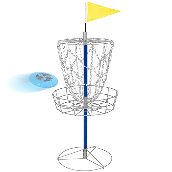 Best Choice Products Portable Disc Golf Basket Double Chains Steel Frisbee Hole