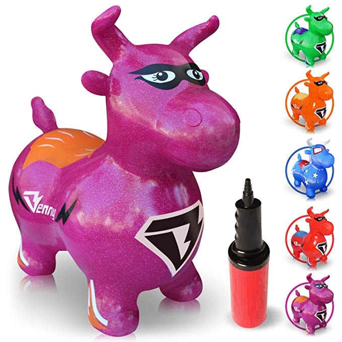 WALIKI TOYS Bouncy Horse Hopper, Pump Included (Benny the Jumping Bull Inflatable Hopping Animal, Riding Horse for Kids, Hoppy Horse, Ride-on Hopper Horse, Purple, for Toddlers)