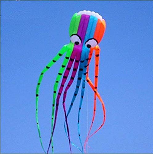 Rainbow 7M Huge Octopus Parafoil Kite, Come with Handle & String, Beach Park Garden Playground Outdoor Fun Outdoor Fun