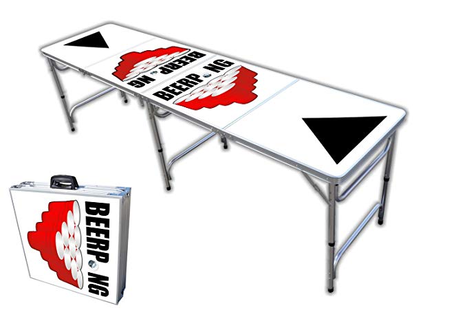 8-Foot Professional Beer Pong Table w/OPTIONAL Cup Holes - Red Cups Graphic